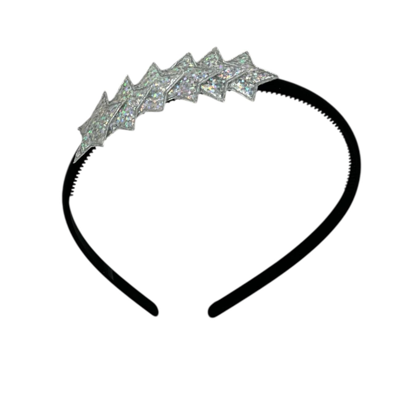 Diadème à étoiles - Collection Noël - Brillant - Étoile - Diadème noir - Argent