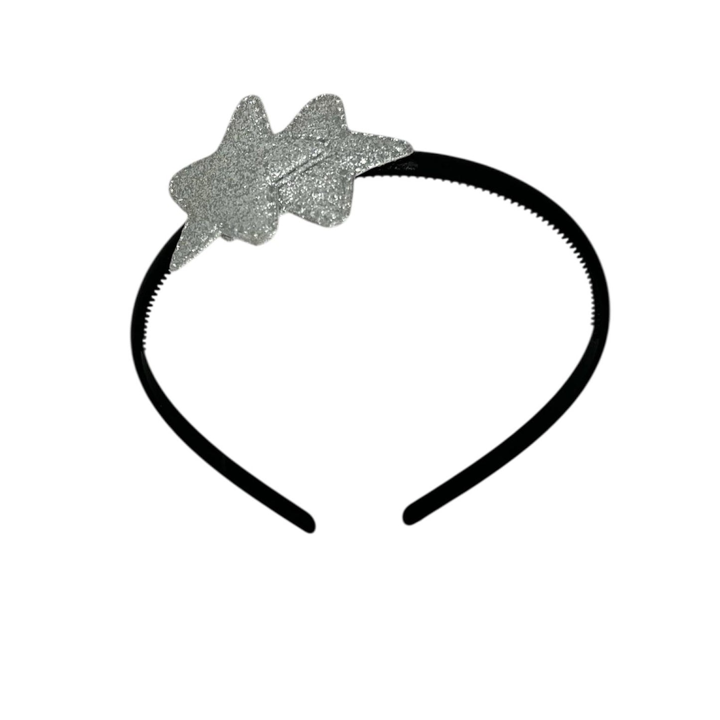 Diadème à étoiles - Collection Noël - Brillant - Étoile - Argent - Diadème noir