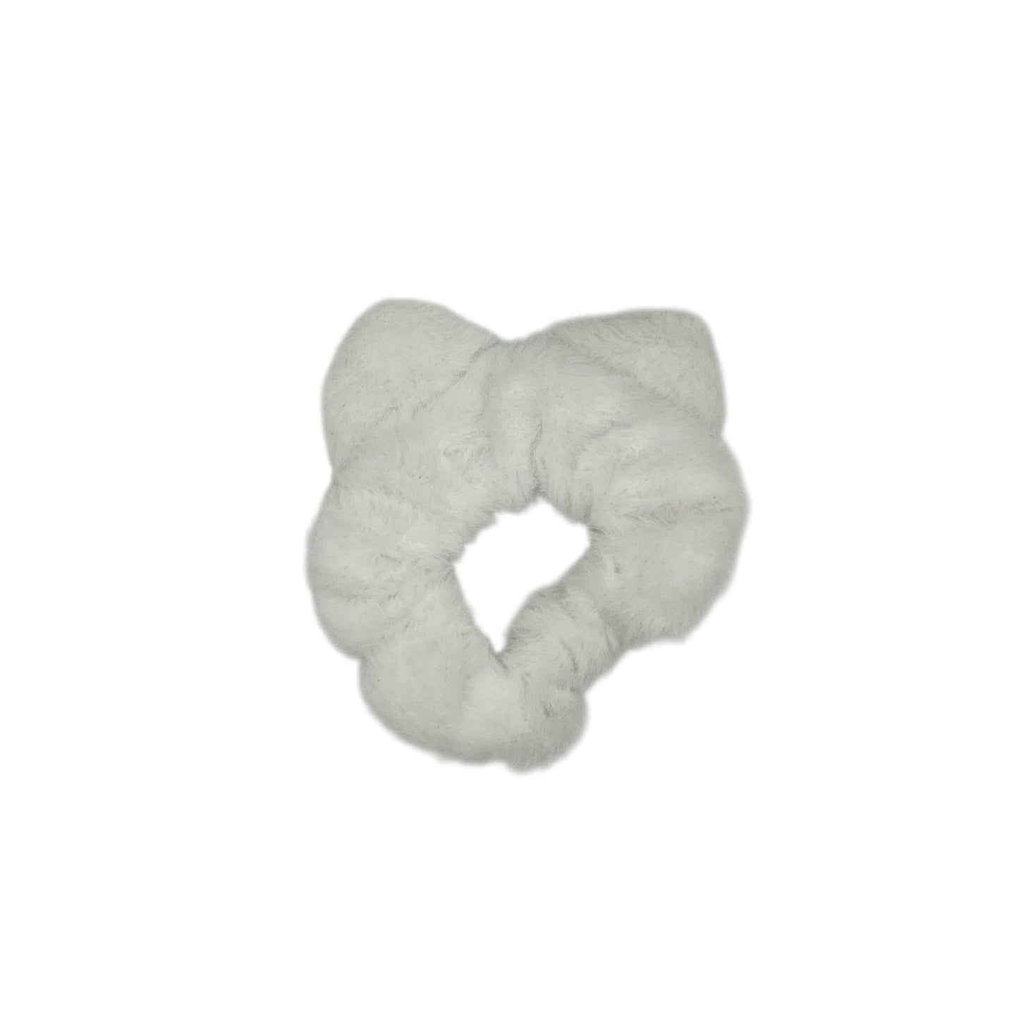 Scrunchie - elastiek - zachte furry stof - met oortjes - wit