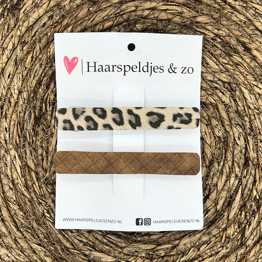 French Barrette - 10 cm speld / clip - meiden - dames - volwassenen - panter - bruin