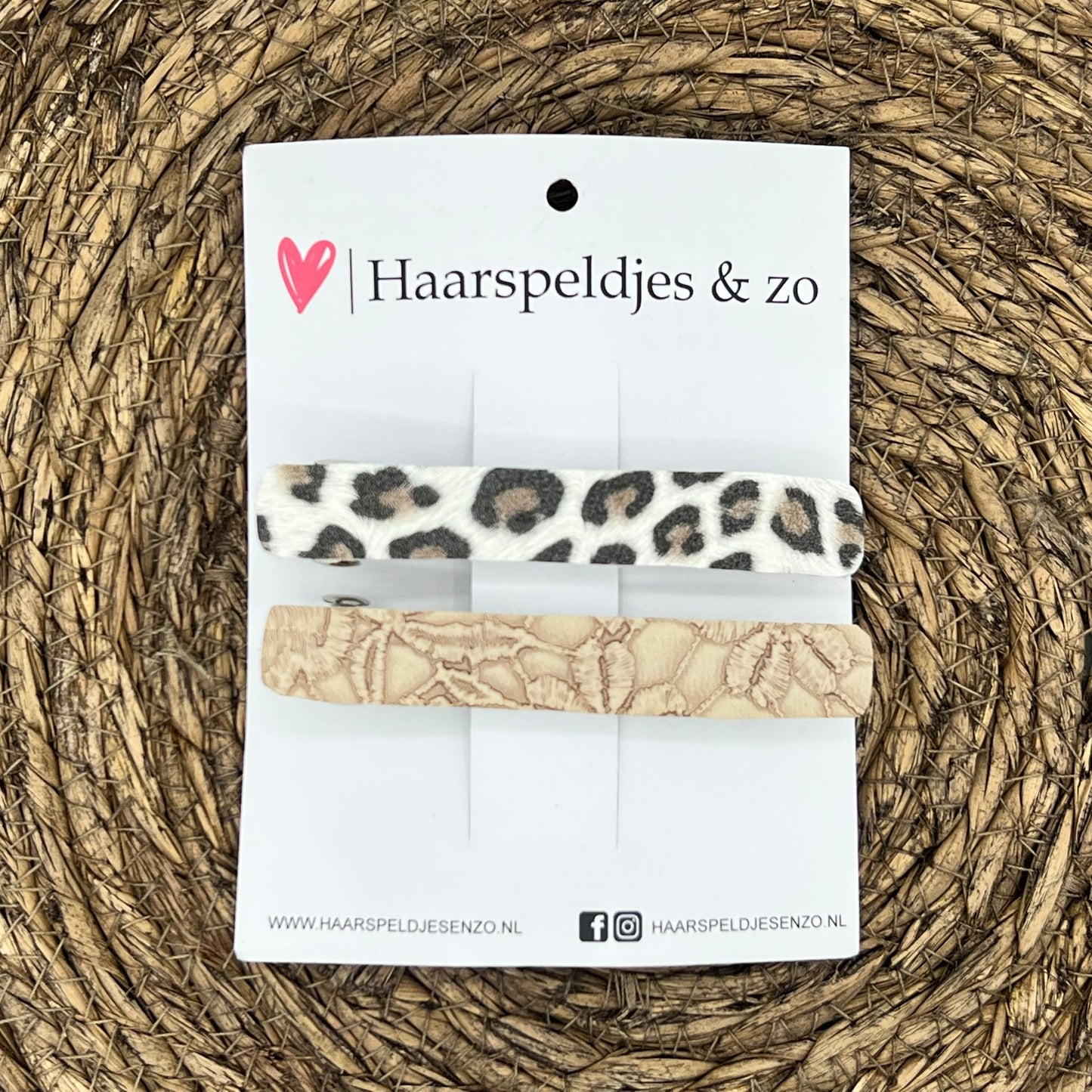 French Barrette - 10 cm speld / clip - meiden - dames - volwassenen - panter - beige