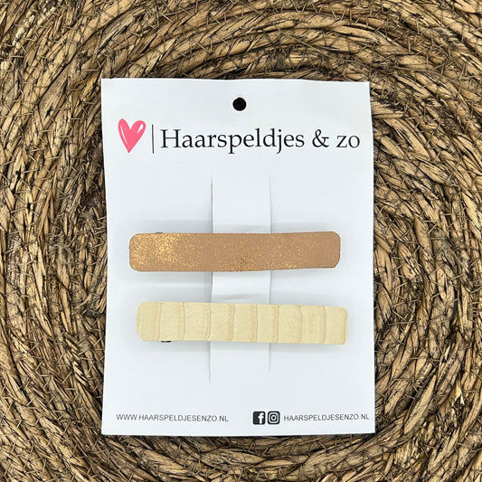 French Barrette - 8 cm speld / clip - meiden - dames - volwassenen - beige/bruin