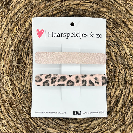 French Barrette - 10 cm speld / clip - meiden - dames - volwassenen - panter - roze