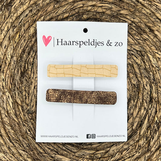 French Barrette - 8 cm speld / clip - meiden - dames - volwassenen - beige/bruin