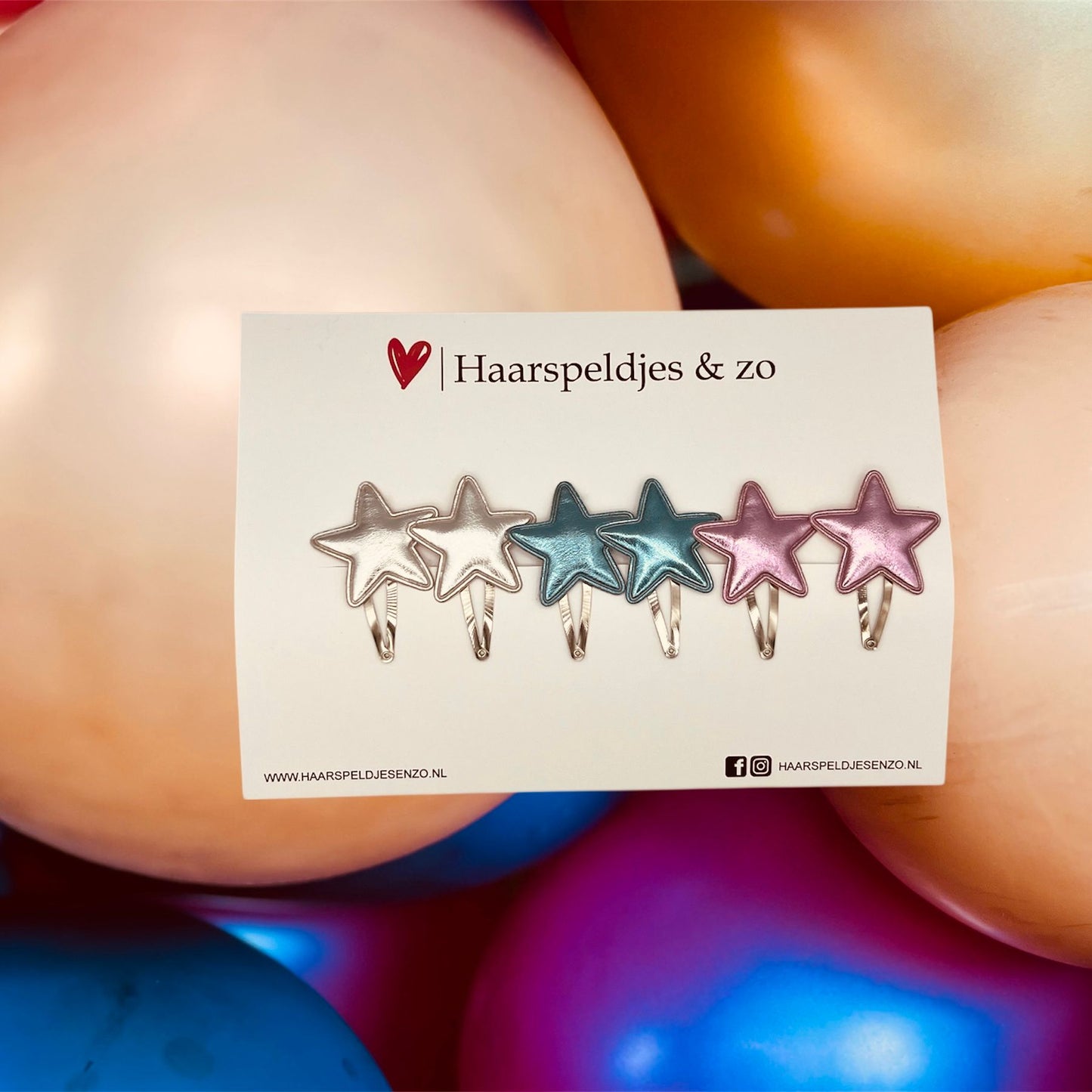 Hair clip stars - stars - application - glamour - Christmas - December collection - autumn - 4 cm clips - shiny - silver, blue and pink