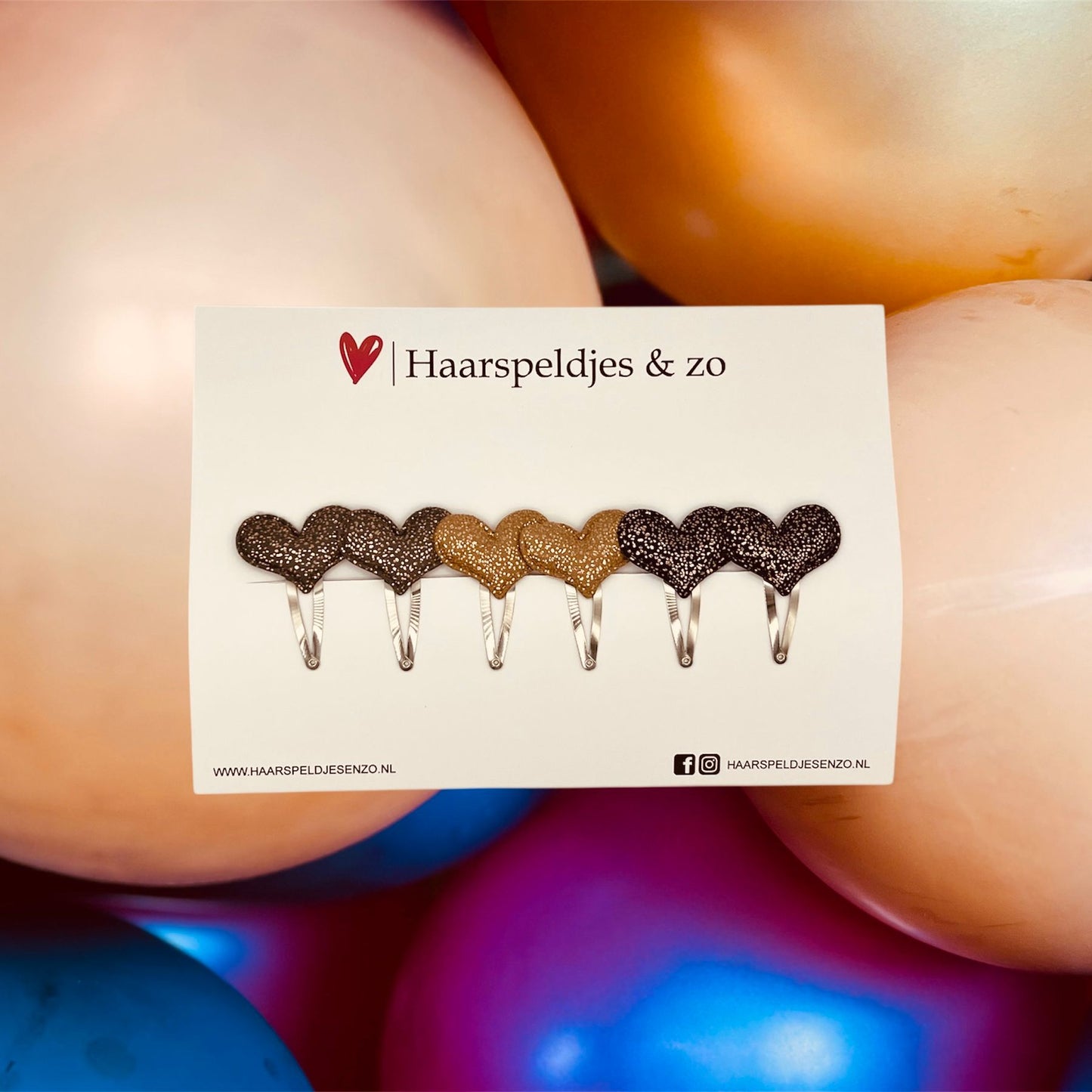 Hair clip hearts - hearts - application - glamour - Christmas - December collection - autumn - 4 cm clips - shiny - grey, gold and blue