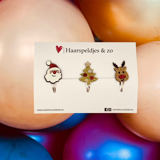 Épingle à cheveux Noël - applique - Père Noël - sapin de Noël - renne - Noël - collection de décembre - automne - épingles de 4 cm - paillettes
