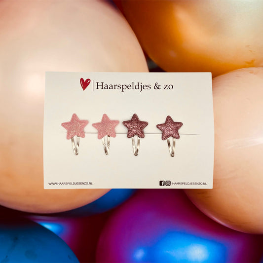 Pince à cheveux étoiles - étoiles - application - glamour - Noël - collection de décembre - automne - épingles de 4 cm - paillettes - rose