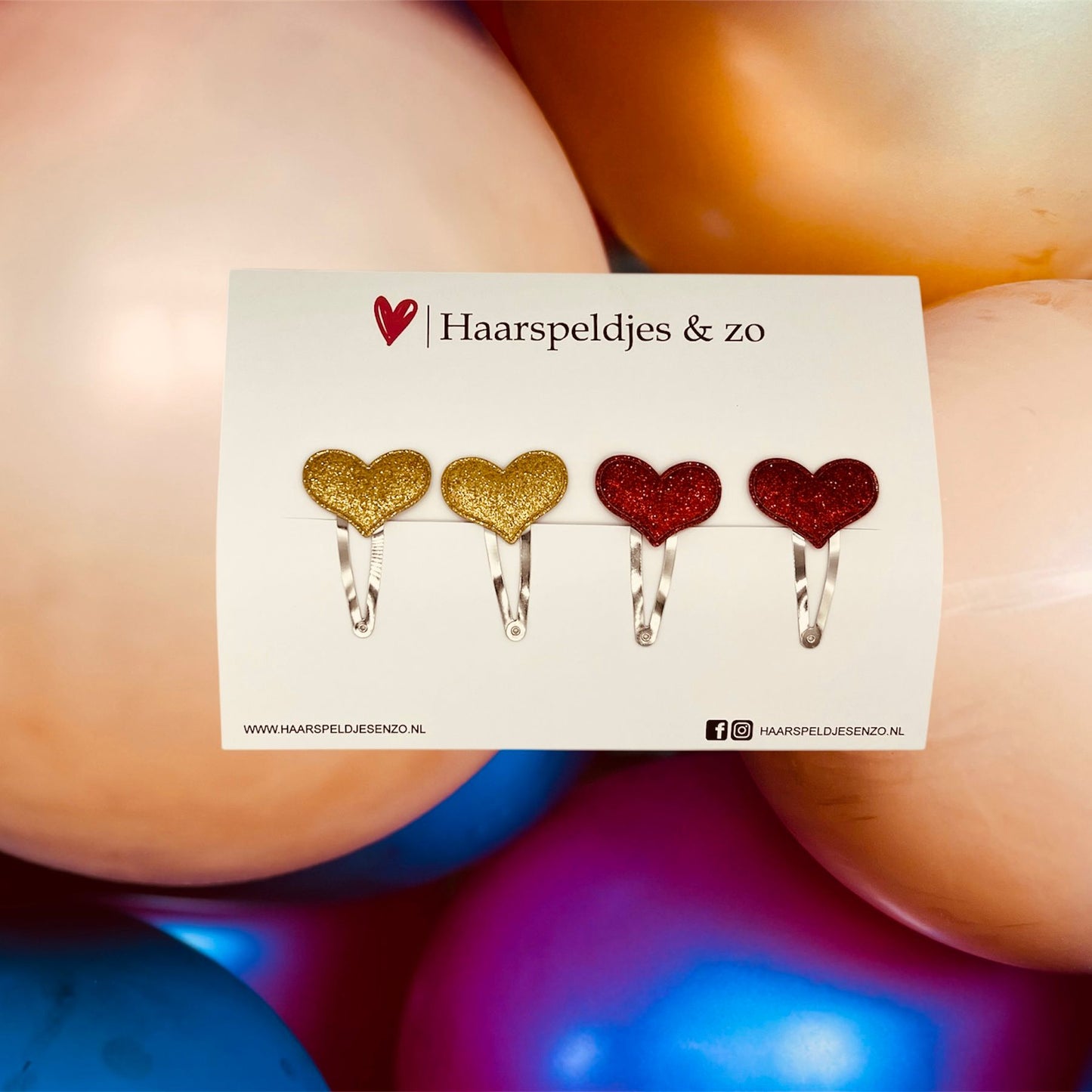 Hair clip hearts - hearts - applique - glamour - Christmas - December collection - autumn - 5 cm clips - glitter - gold and red