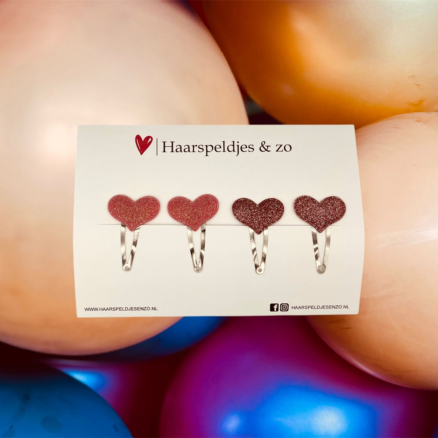 Hair clip hearts - hearts - applique - glamour - Christmas - December collection - autumn - 5 cm clips - glitter - pink