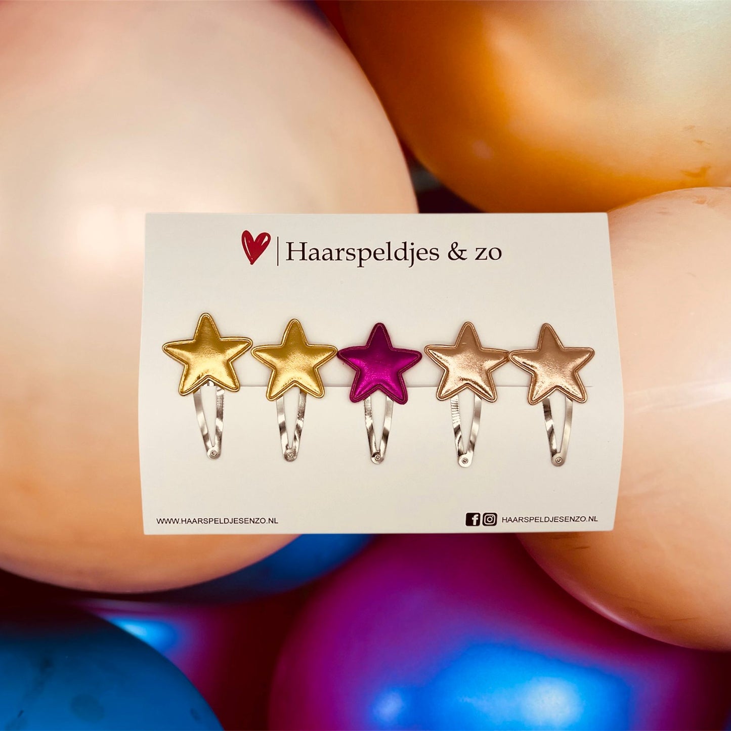 Hair clip stars - stars - application - glamour - Christmas - December collection - autumn - 5 cm clips - shiny - gold and pink