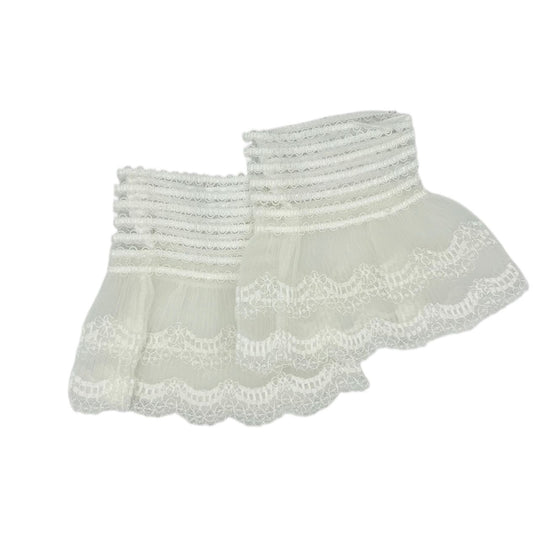 Witte kanten manchetten - mouwtjes - met elastiek -  - rekbaar
