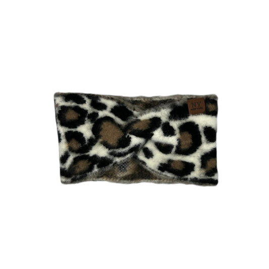 Hoofdband winter - dames - vrouwen - panter - leopard - wit/bruin/zwart