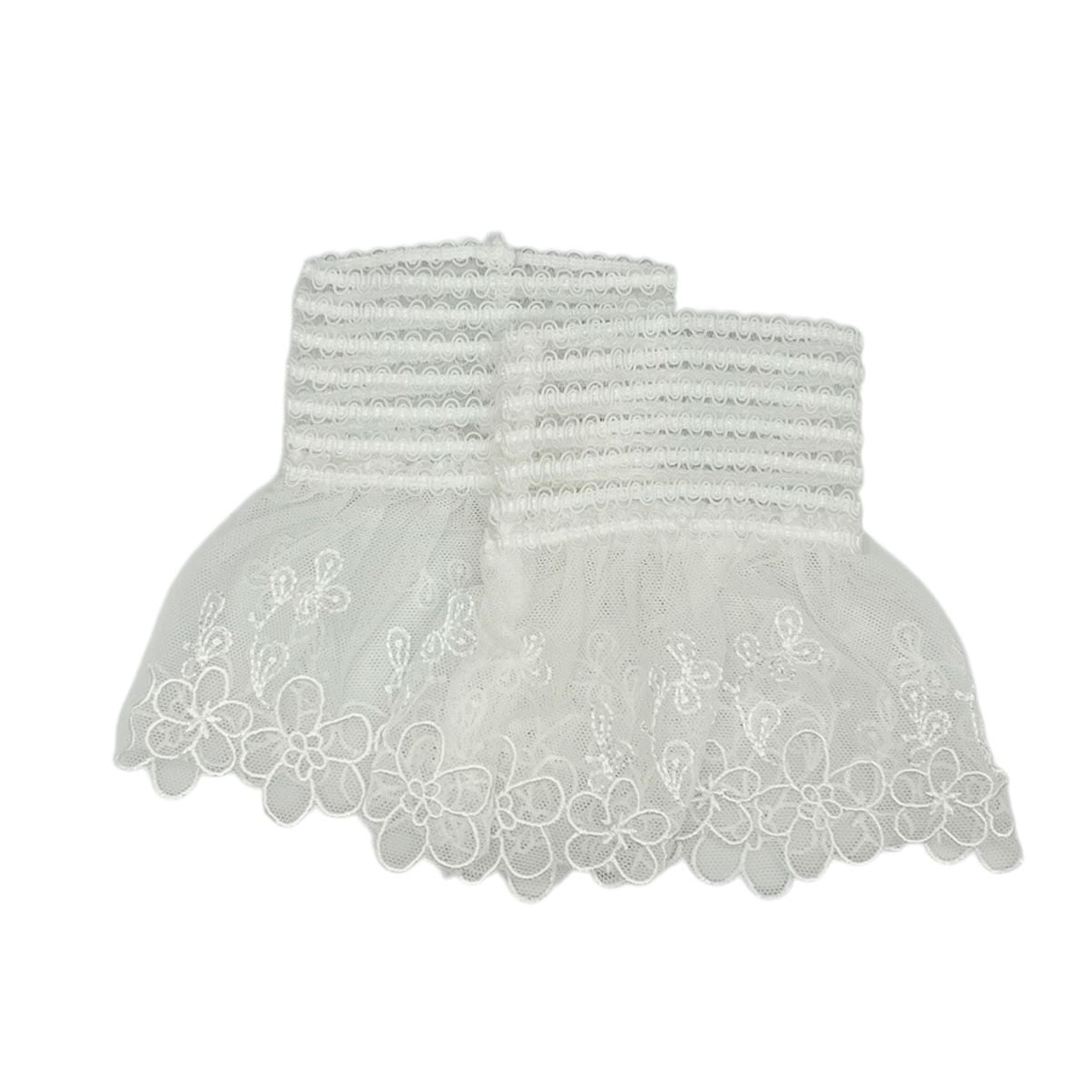 Witte kanten manchetten - mouwtjes - met elastiek -  - rekbaar