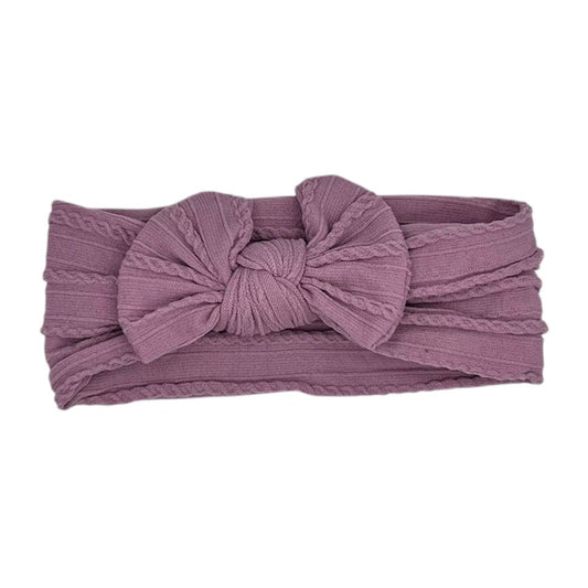 Baby hoofdband - haarband - meisjes - elastisch - met knoop en strik - paars
