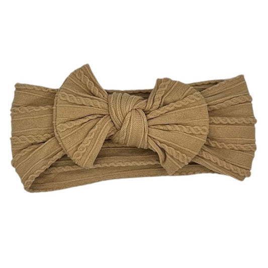 Baby hoofdband - haarband - meisjes - elastisch - met knoop en strik - khaki