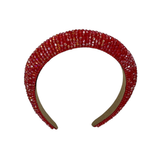 Diadème - bandeau - à la mode - accessoire pour cheveux - enfants - adultes - Noël - fêtes - perles - paillettes - brillant - rouge