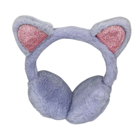Oorwarmers kind - winter - warm - meisjes - paars - kattenoortjes - glitters