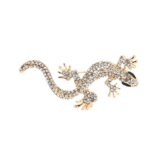 Broche - speld voor jas, sjaal of kleding - pin - mode - vrouwen - meisjes - salamander - wit