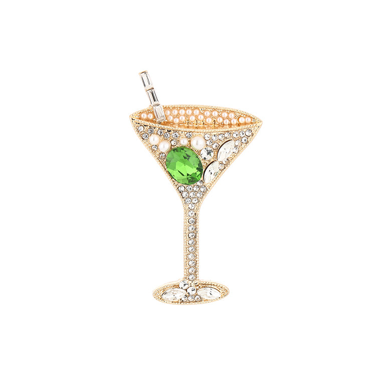 Broche - speld voor jas, sjaal of kleding - pin - mode - vrouwen - meisjes - cocktail - wit met groen