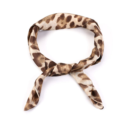 Women's scarf - mini scarf - women's fashion - square scarf - satin look - animal print - black