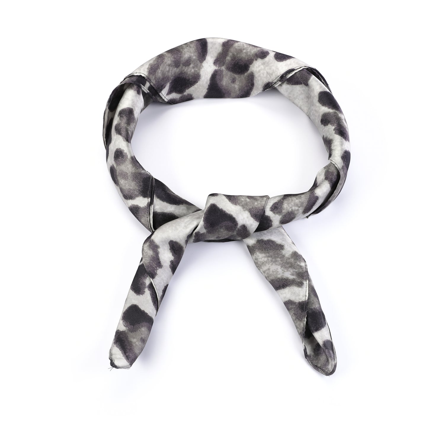 Women's scarf - mini scarf - women's fashion - square scarf - satin look - animal print - black