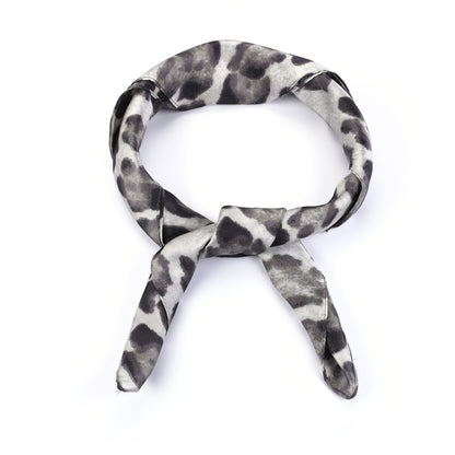 Women's scarf - mini scarf - women's fashion - square scarf - satin look - animal print - black