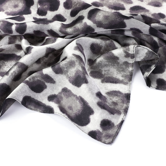 Foulard femme - mini écharpe - mode féminine - carré en tissu - effet satin - imprimé animal - noir