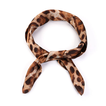 Women's scarf - mini scarf - women's fashion - square scarf - satin look - animal print - black