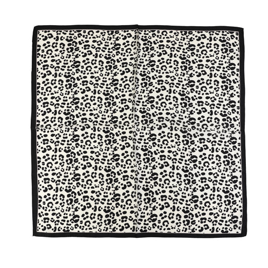 Écharpe femme - mini-écharpe - mode femme - foulard carré - effet satiné - imprimé léopard - noir