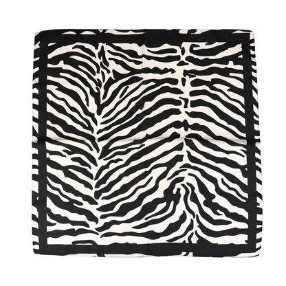 Foulard femme - mini écharpe - mode féminine - carré en tissu - effet satin - imprimé animal - noir