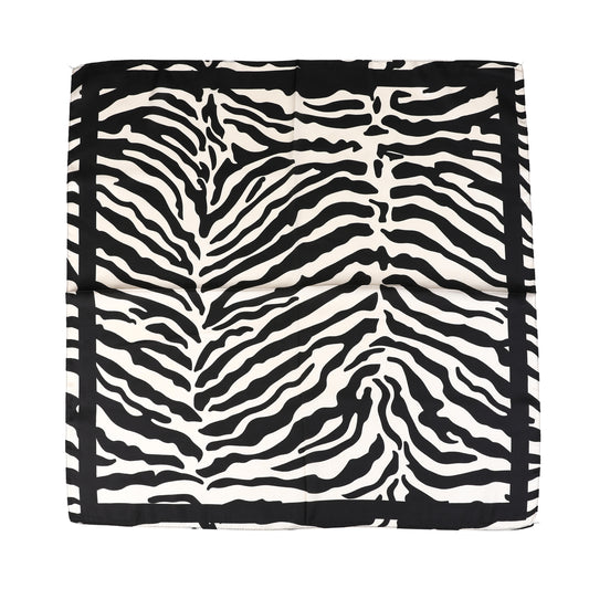 Foulard femme - mini écharpe - mode féminine - carré en tissu - effet satin - imprimé animal - noir