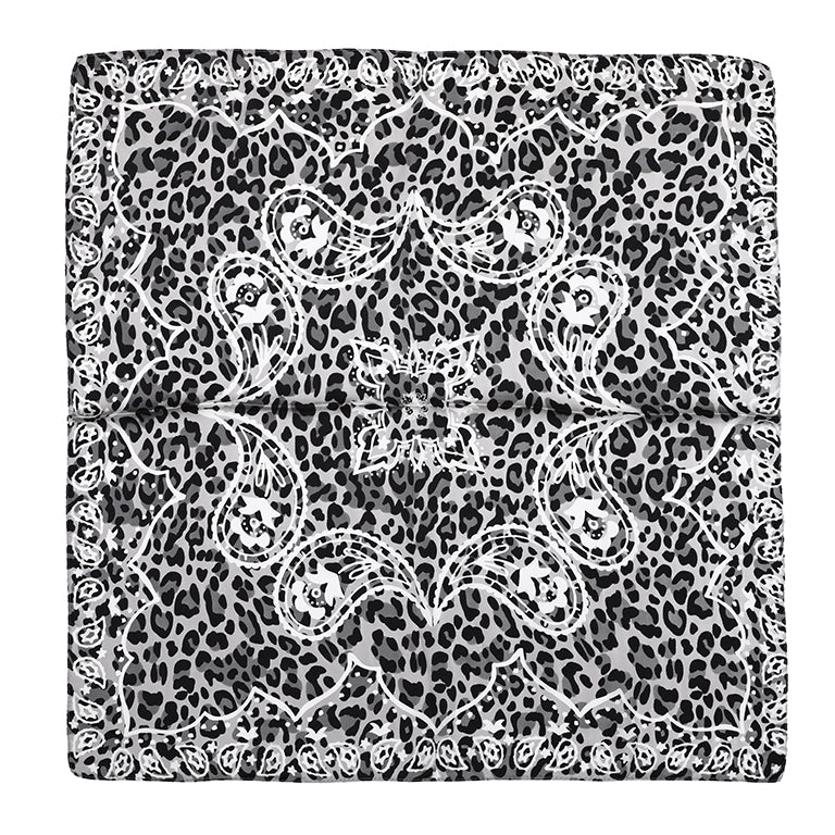 Women's scarf - mini scarf - women's fashion - square scarf - satin look - animal print - black