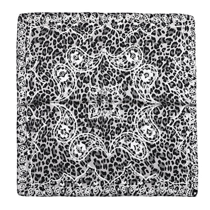 Women's scarf - mini scarf - women's fashion - square scarf - satin look - animal print - black