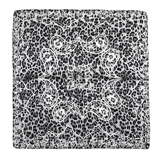 Foulard femme - mini écharpe - mode féminine - carré en tissu - effet satin - imprimé animal - noir