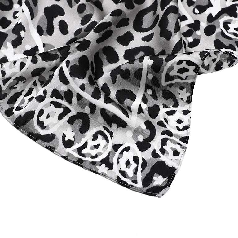 Women's scarf - mini scarf - women's fashion - square scarf - satin look - animal print - black