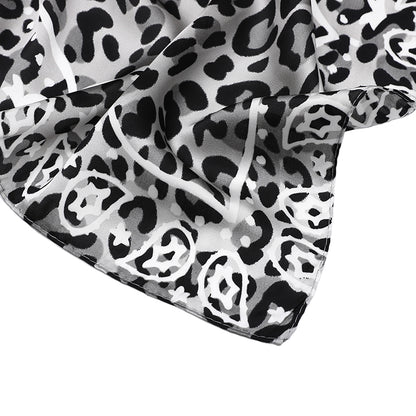 Women's scarf - mini scarf - women's fashion - square scarf - satin look - animal print - black