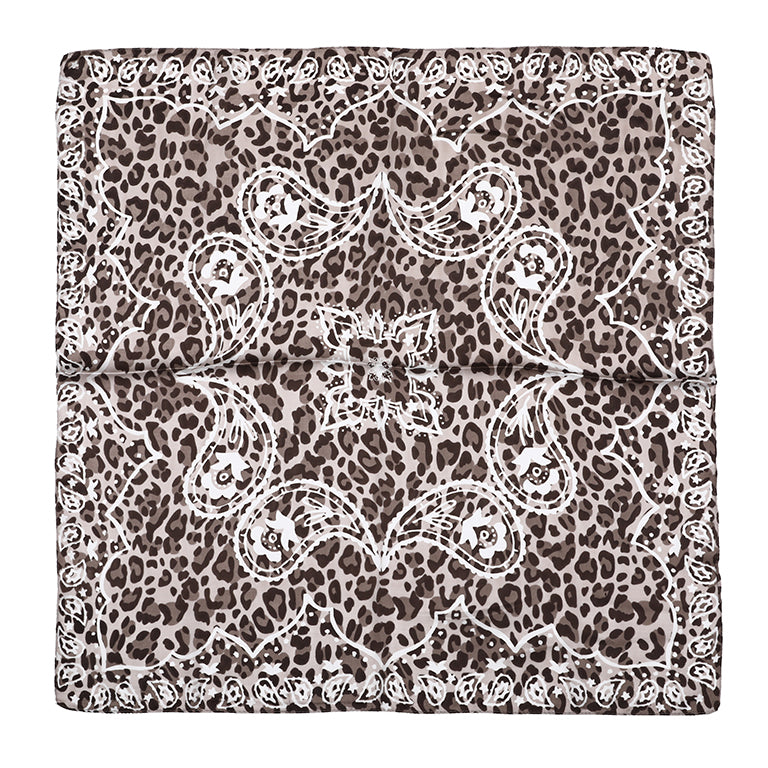 Women's scarf - mini scarf - women's fashion - square scarf - satin look - animal print - black