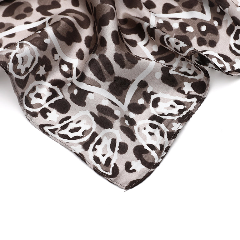 Women's scarf - mini scarf - women's fashion - square scarf - satin look - animal print - black