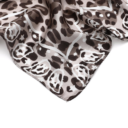 Women's scarf - mini scarf - women's fashion - square scarf - satin look - animal print - black