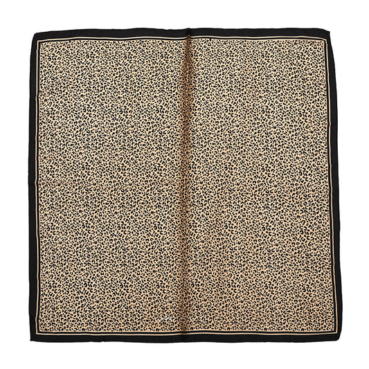 Foulard femme - mini écharpe - mode féminine - carré en tissu - effet satin - imprimé animal - noir