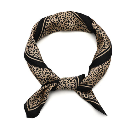 Women's scarf - mini scarf - women's fashion - square scarf - satin look - animal print - black