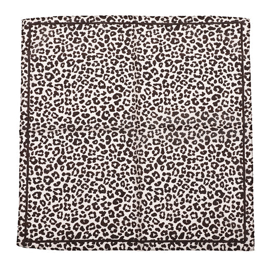 Foulard femme - mini écharpe - mode féminine - carré en tissu - effet satin - imprimé animal - noir