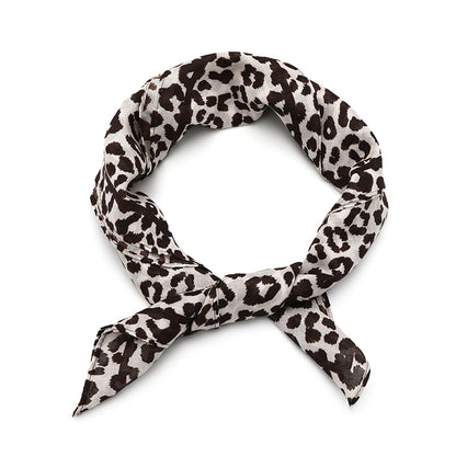 Women's scarf - mini scarf - women's fashion - square scarf - satin look - animal print - black