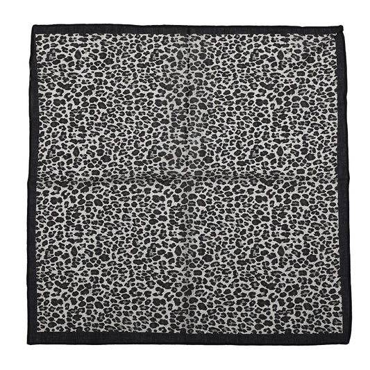 Foulard femme - mini écharpe - mode féminine - carré en tissu - effet satin - imprimé animal - noir