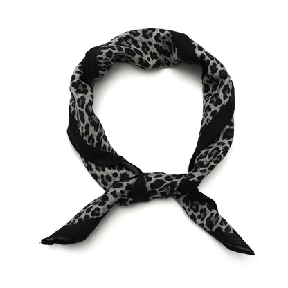 Women's scarf - mini scarf - women's fashion - square scarf - satin look - animal print - black