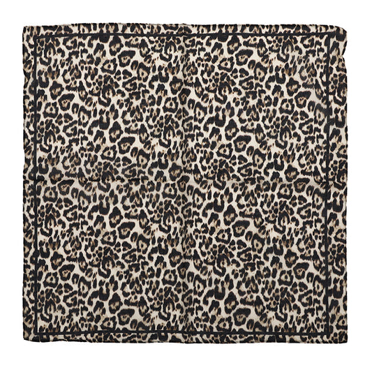 Foulard femme - mini écharpe - mode féminine - carré en tissu - effet satin - imprimé animal - noir