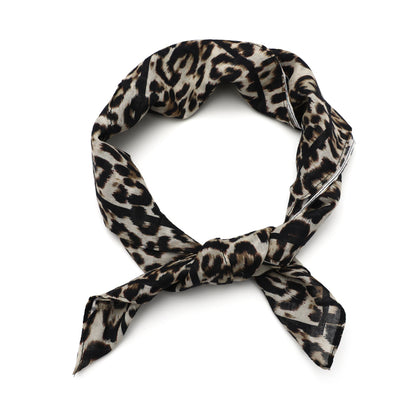 Women's scarf - mini scarf - women's fashion - square scarf - satin look - animal print - black