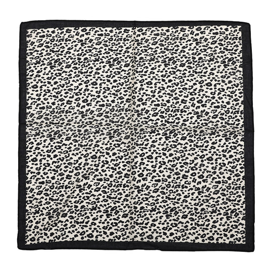 Foulard femme - mini écharpe - mode féminine - carré en tissu - effet satin - imprimé animal - noir