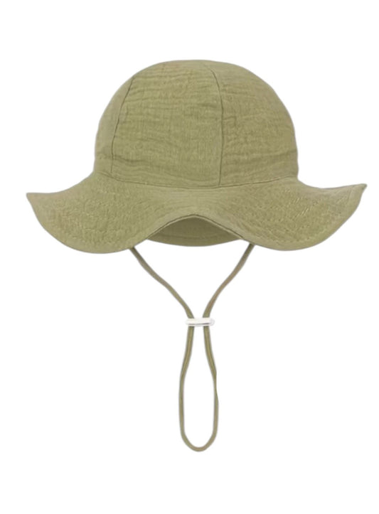 Zomerhoed baby - dreumes - meisje - jongen - zonnehoed - zomer - hydrofiele stof - katoen - mosgroen